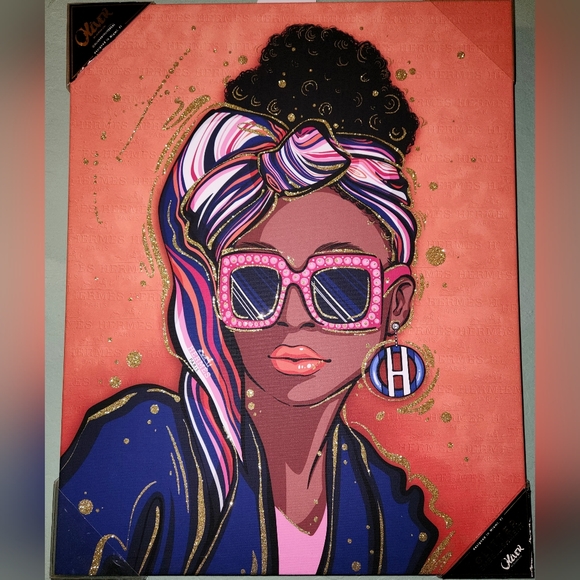 Oliver Gal Lux Glitter Embellishment H  Logo Wall Art Decor multicolor - Picture 6 of 8